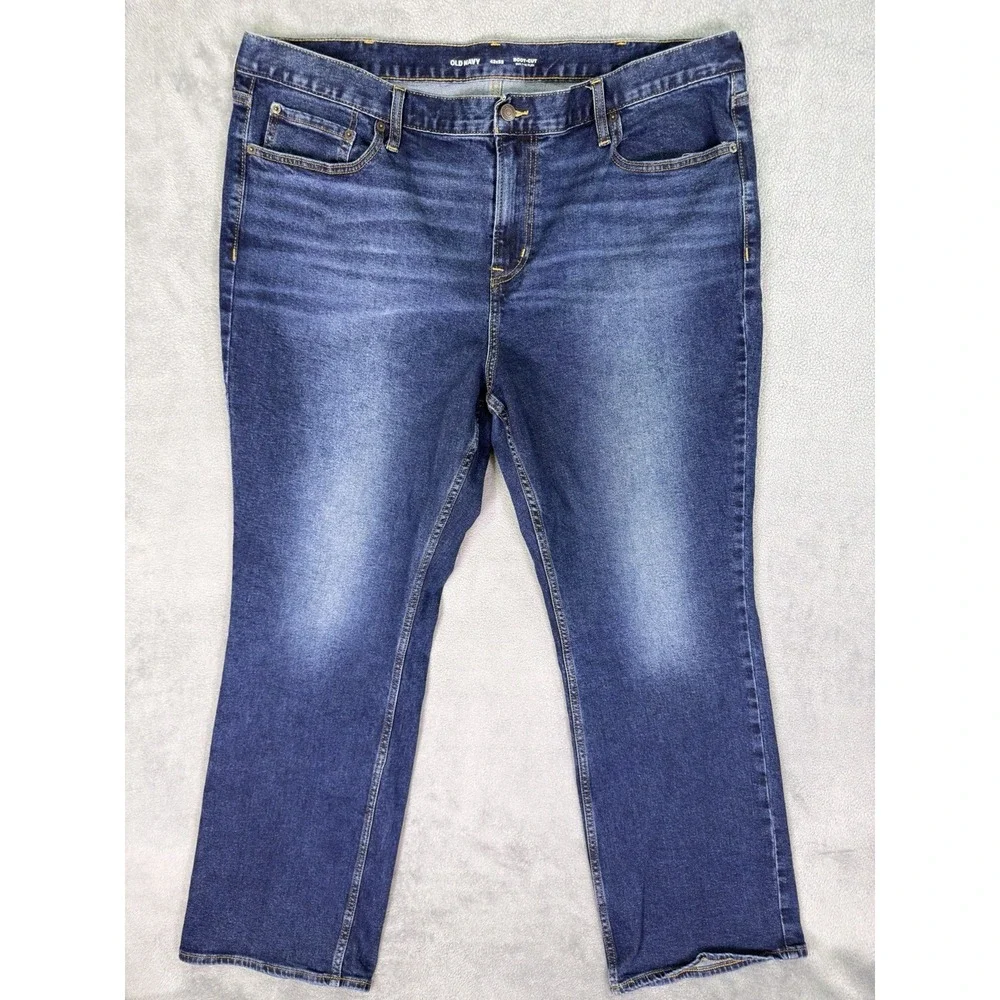 Old Navy Jeans Mens 42x32 Blue Bootcut Dark Wash Regular Fit Built In‎ Flex
